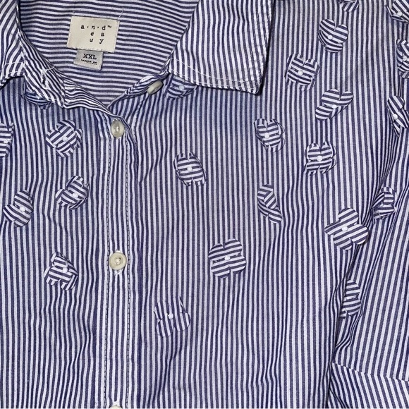 A New Day Striped Button Down with Floral Accent Size XXL - Picture 3 of 7